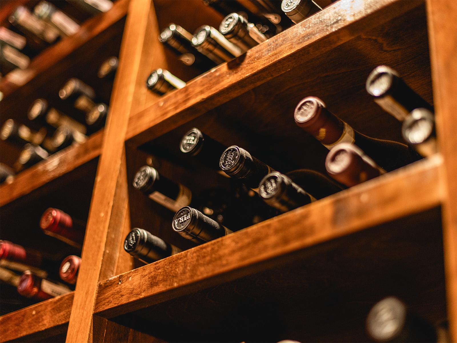 Bottles of wine on a shelf