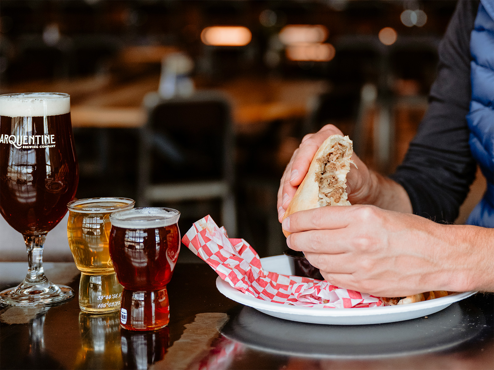 Three beers and a Philly cheesesteak