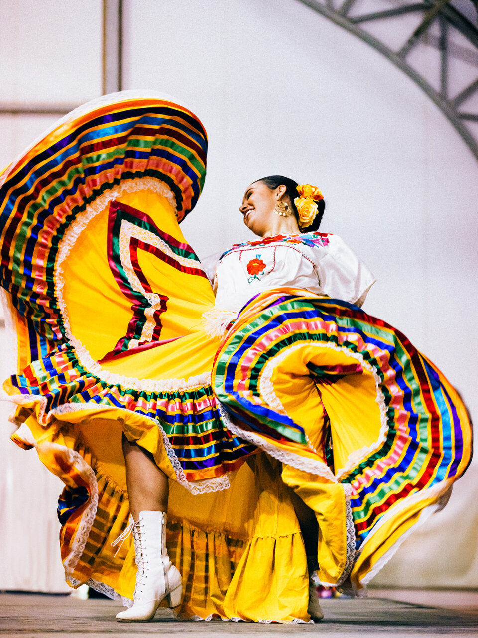 Lisa Trujillo’s daughter Shanae twirling a Jalisco-style skirt