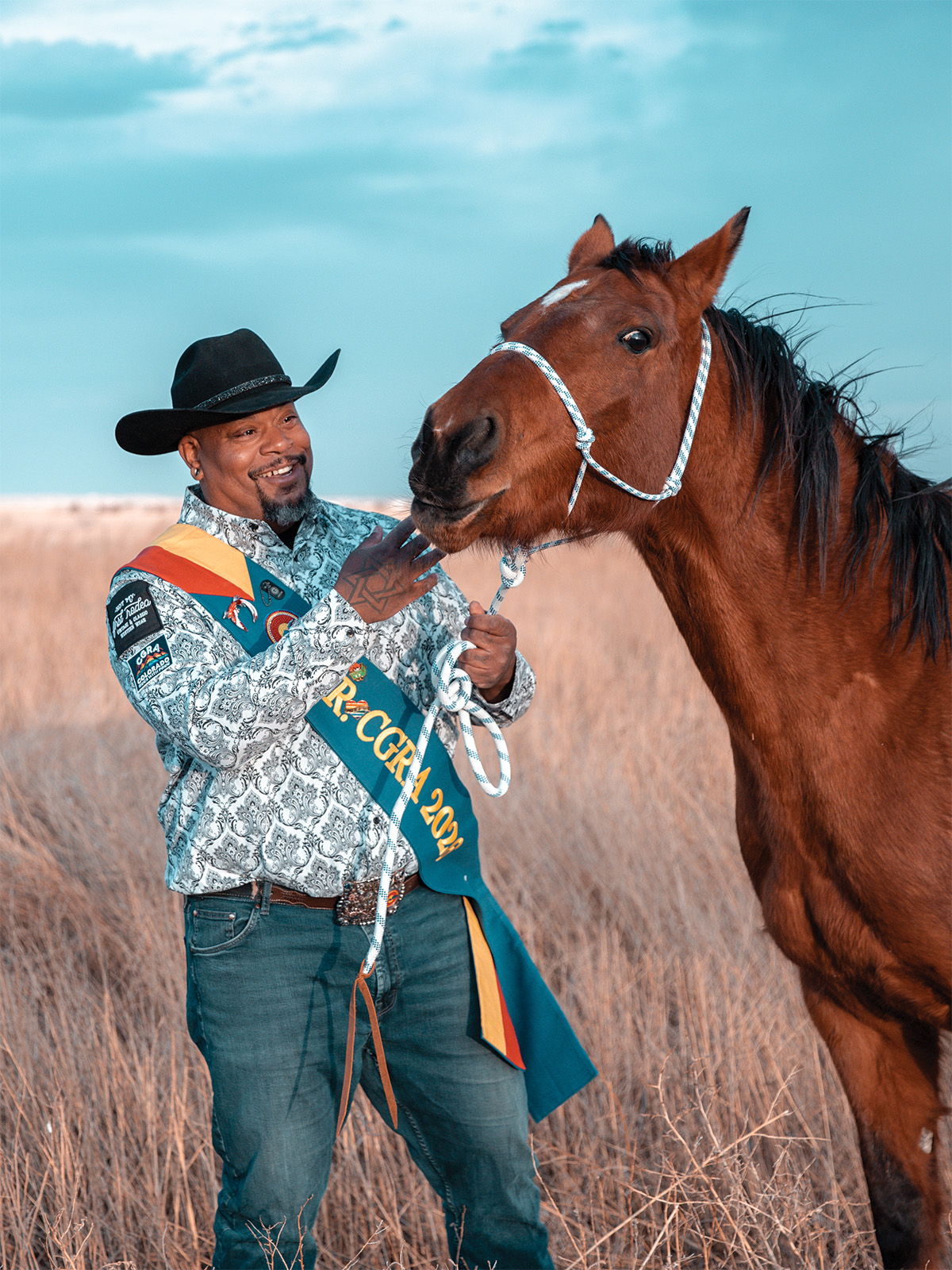 Jason Simpson and a brown horse