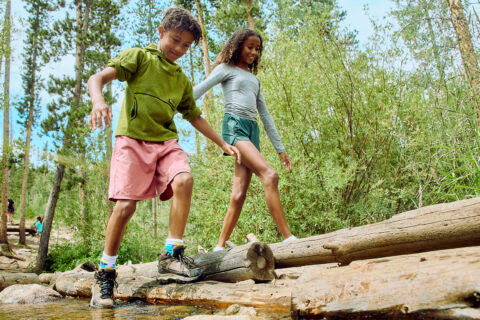 Two kids hiking in Colorado