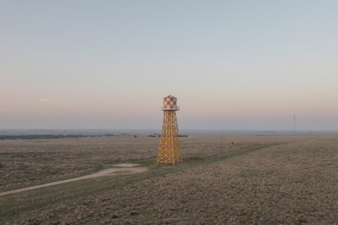 A tower in an empty field in eastern Colorado