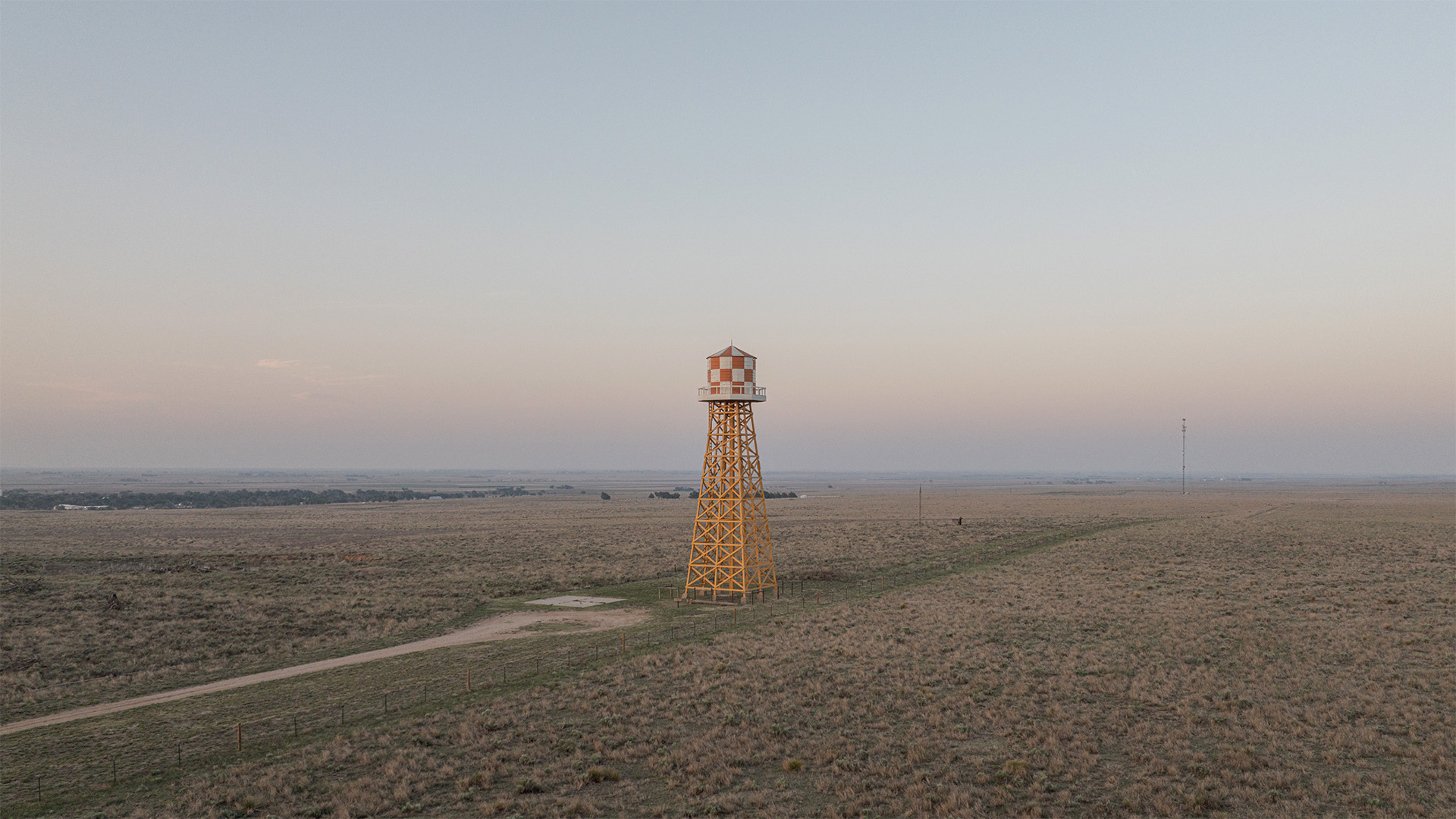 A tower in an empty field in eastern Colorado