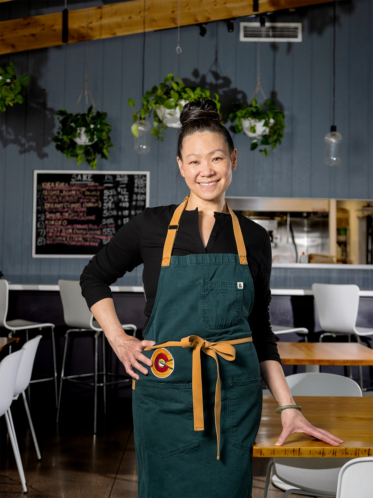 Penelope Wong in an apron