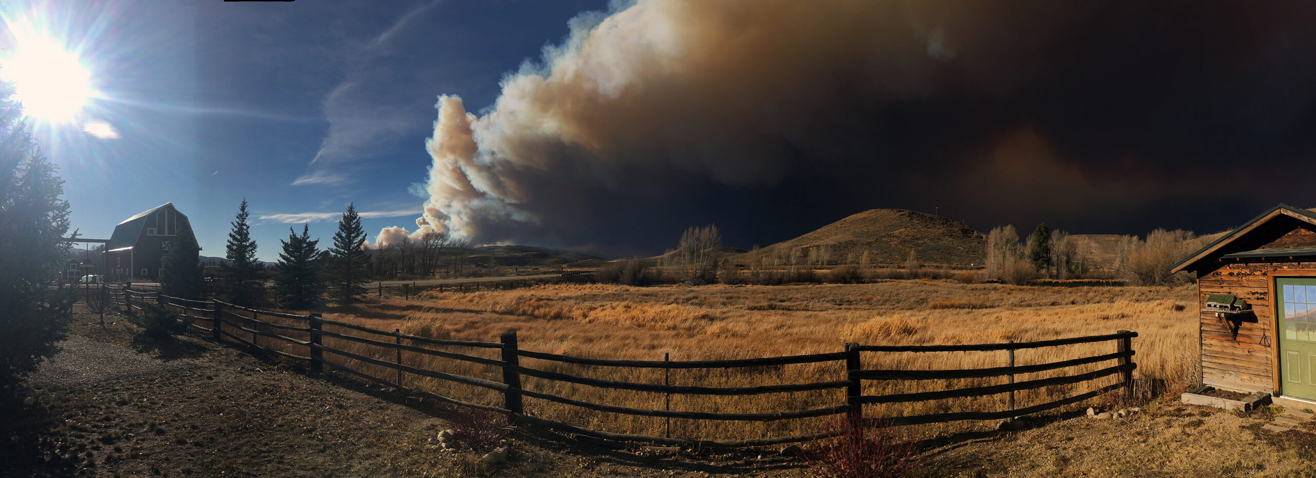 A fire burning over Colorado land