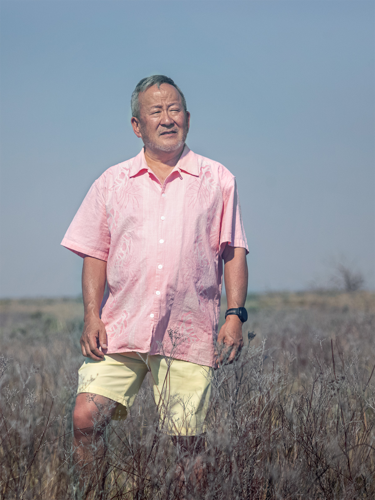 Derek Okubo on the site of the barracks that housed his family
