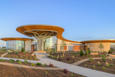 The facade of the new Anythink library in Thornton