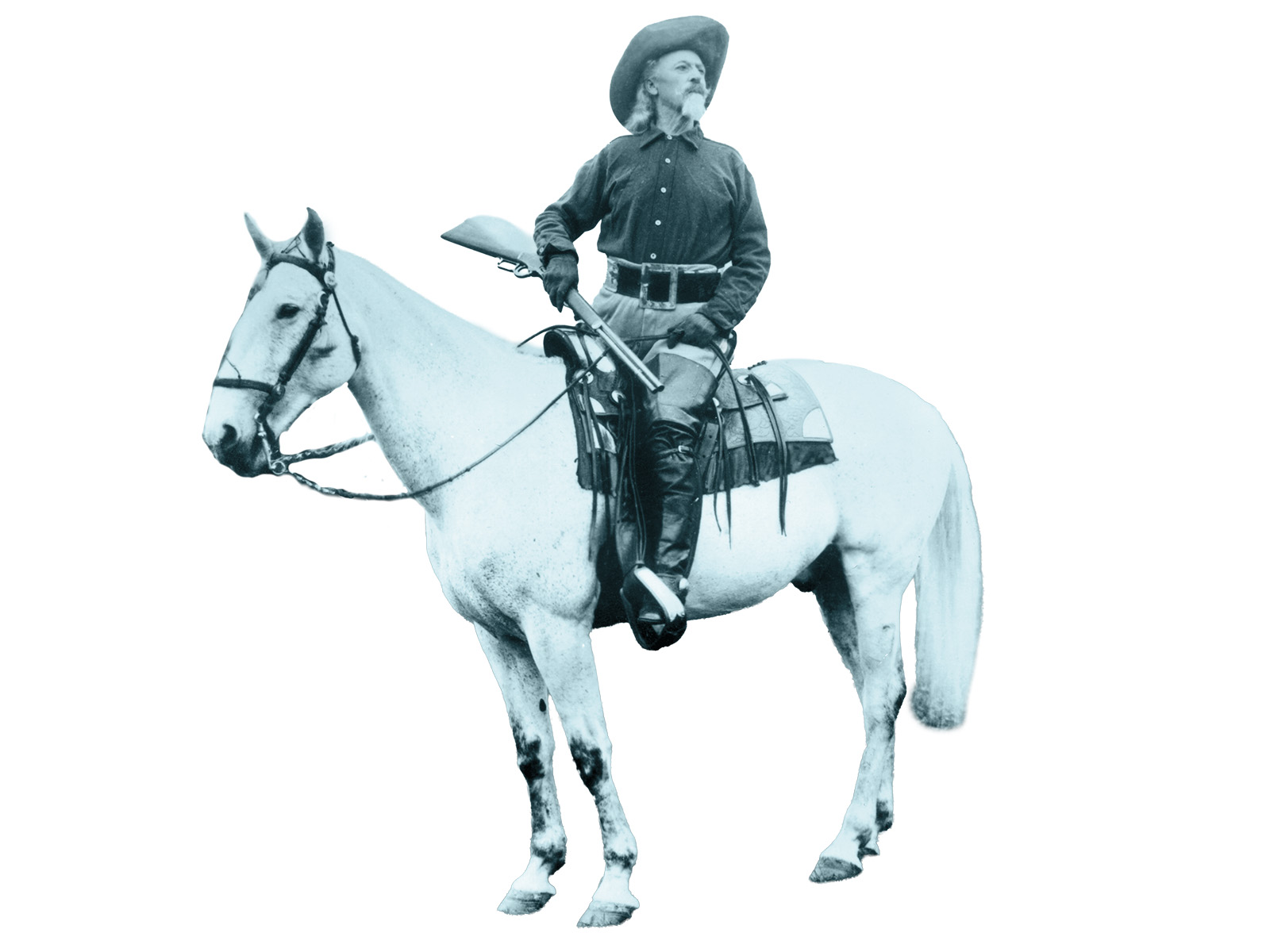 Buffalo Bill on a white horse