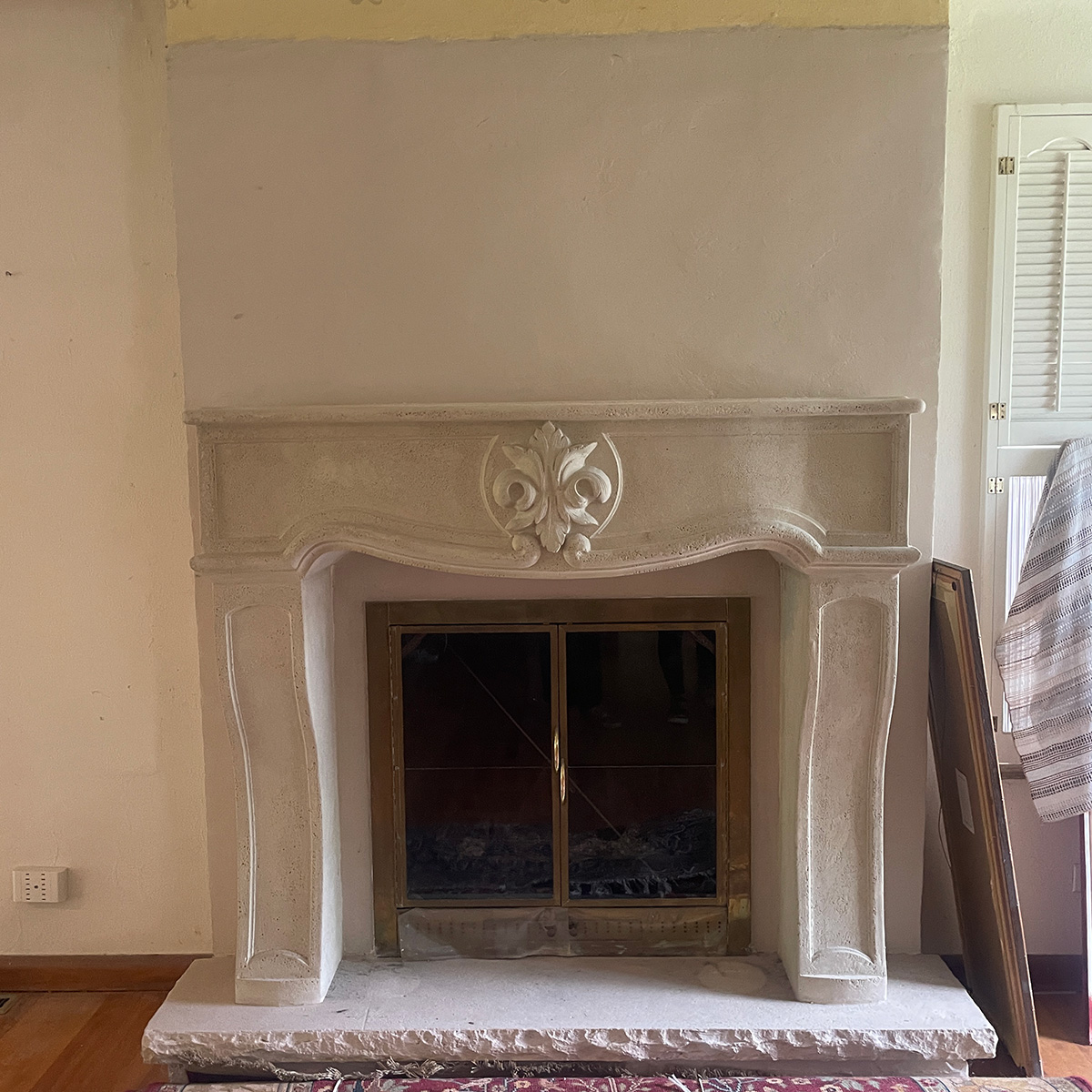 White ornate fireplace