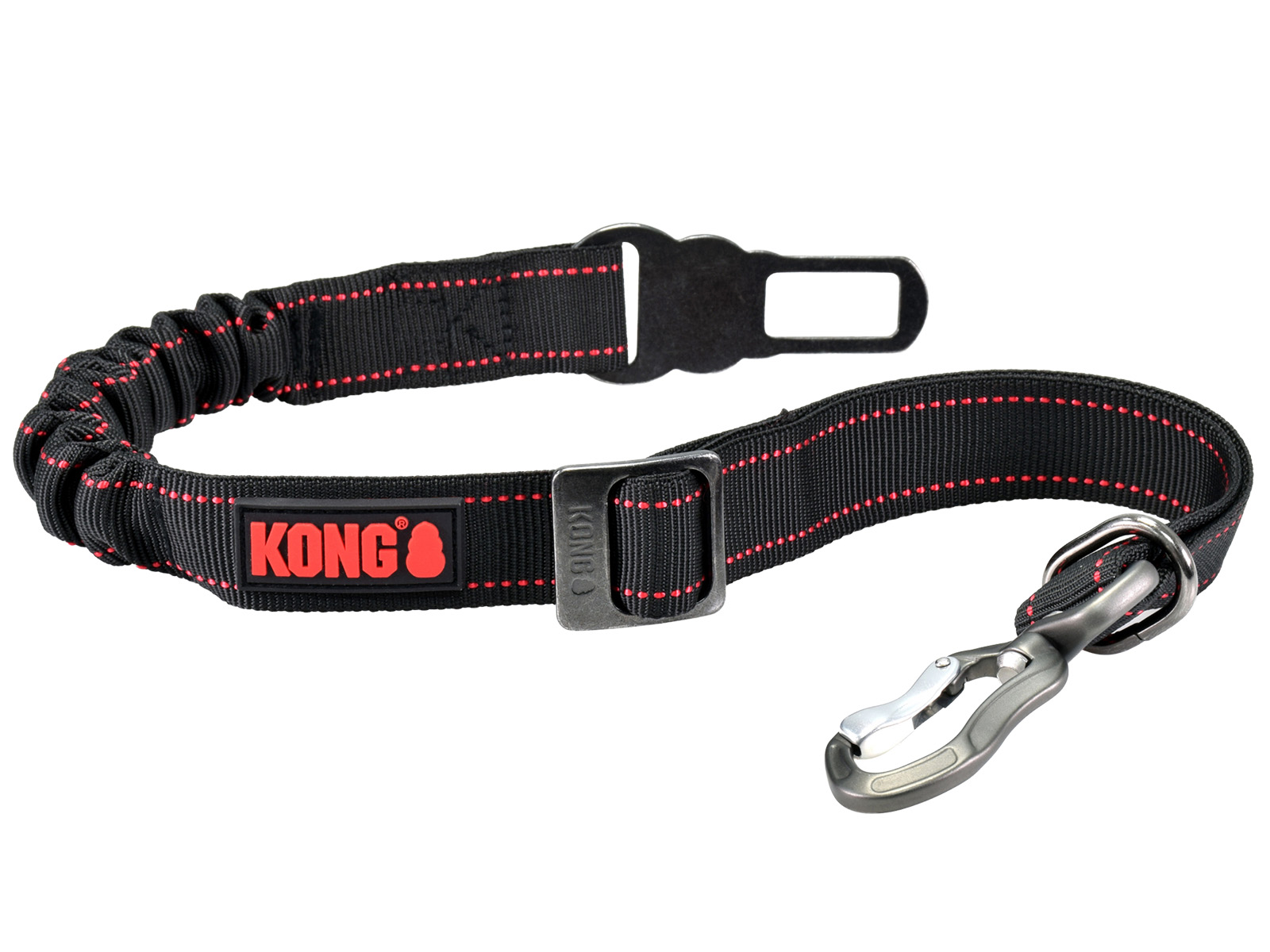 A black dog tether