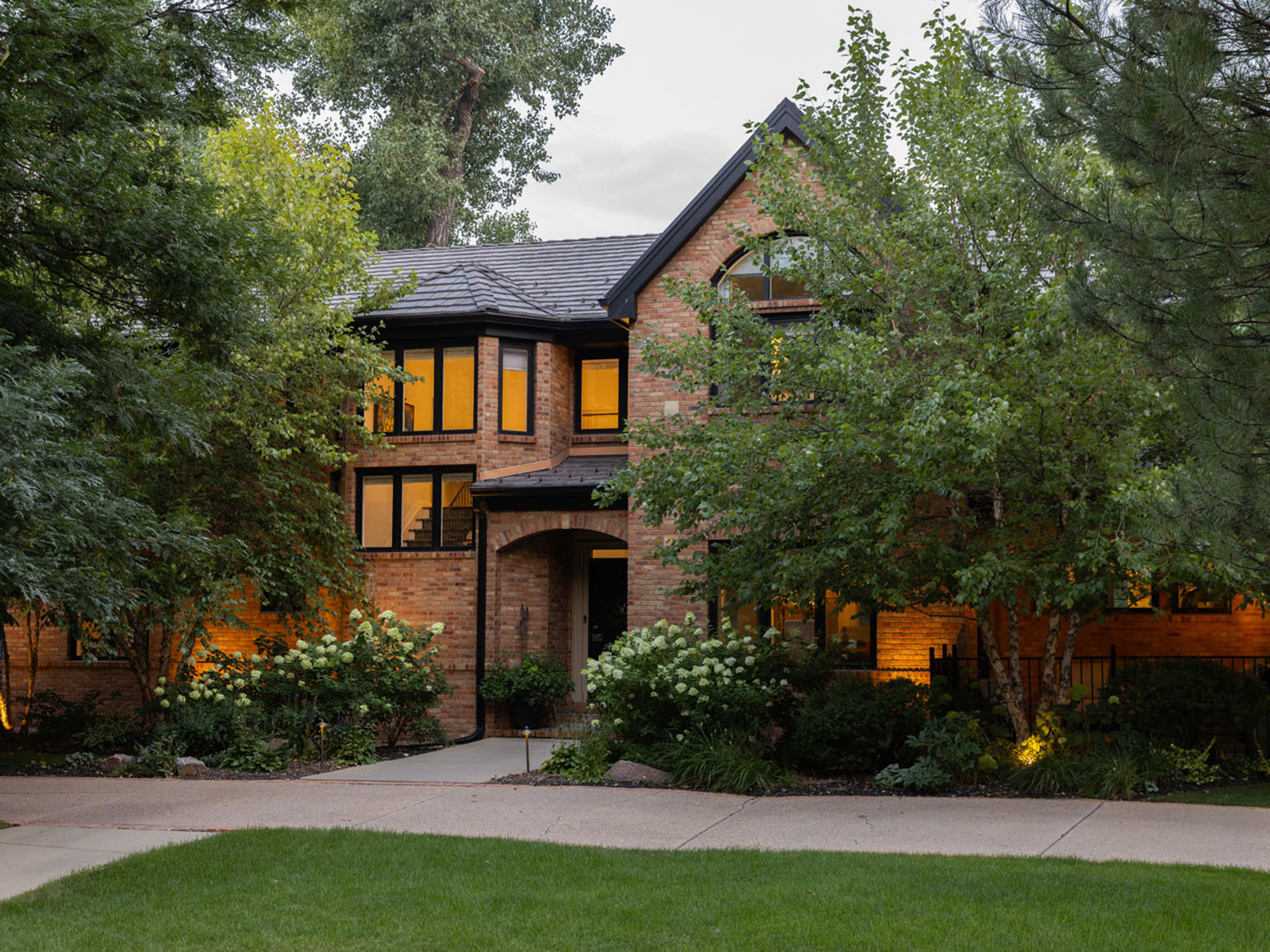 Facade of a two-story brick home
