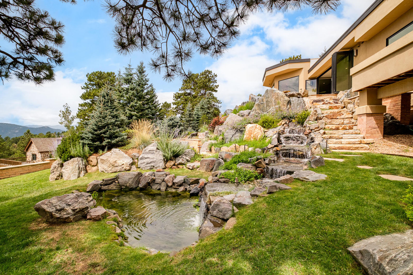 Tiered waterfall landscape