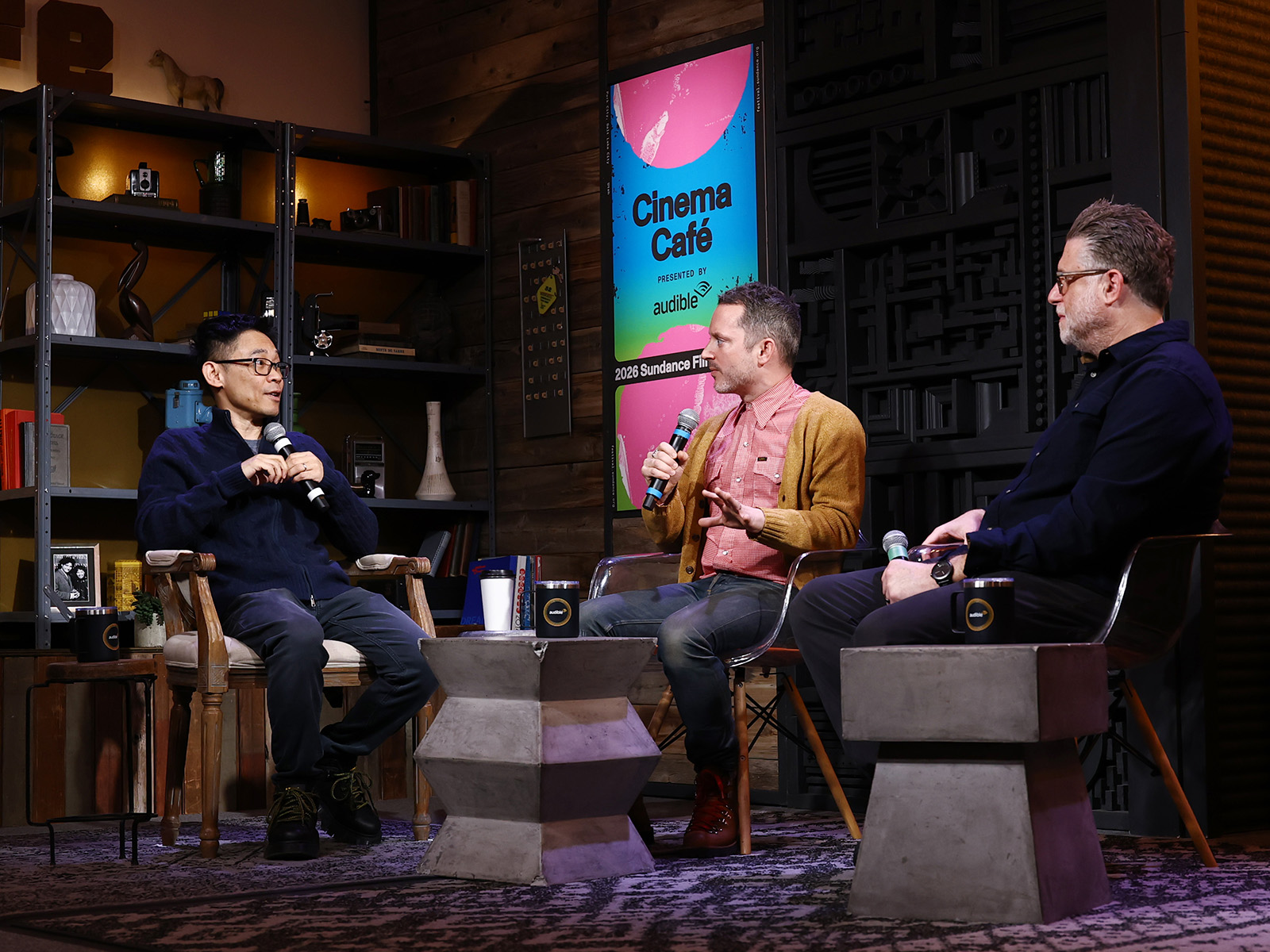 James Wan, Elijah Wood and Daniel Noah do a live podcast recording at Sundance Film Festival